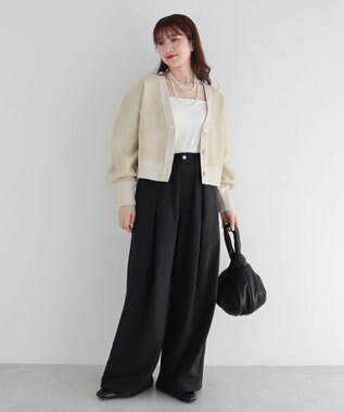 Green Parks ・ＥＬＥＮＣＡＲＥ　ＤＵＥ　ラメＶネックカーディガン Ivory