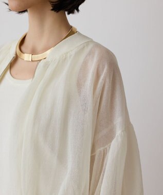 GRACE CONTINENTAL シアーニットバルーンジャケット ホワイト