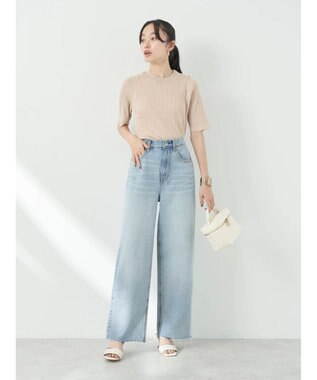 earth music&ecology ショルダーボタンリブニットプルオーバー Beige