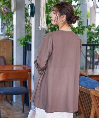 Tiaclasse L 【洗える】シフォンドレープカーディガン ブラック