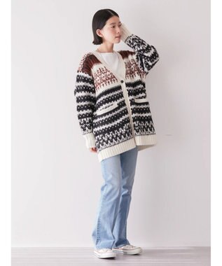 AMERICAN HOLIC フェアアイル柄ニットカーディガン Brown