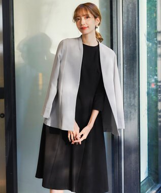 Tiaclasse 【ダブルストレッチ・洗える】カラーレスロングジャケット グレー