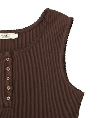 earth music&ecology 【綿100％】ピコミシンヘンリーネックタンクトップ Brown