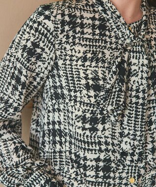 GRACE CONTINENTAL チェックプリントボウ付ワンピース キナリ