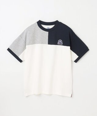 J.PRESS KIDS 【吸水速乾】【140-170cm】ポンチローマ トリコロール 切替Ｔシャツ アイボリー系