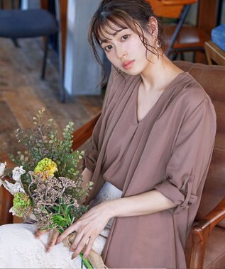 Tiaclasse L 【洗える】シフォンドレープカーディガン ブラック