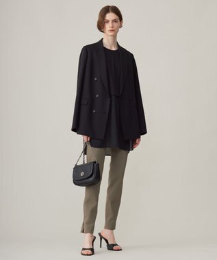 ICB L ウール2WAYストレッチ ダブルブレストジャケット ブラック系