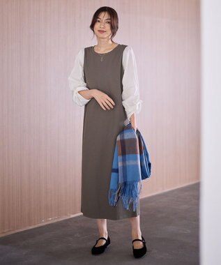 ANY コンビネーションワンピース モカ×オフ