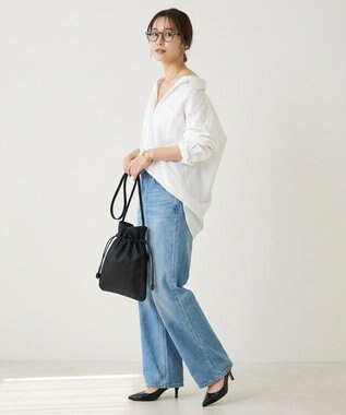 FOLNA RD ソフトレザー巾着ショルダーバッグ ブラック