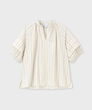 Paul Smith ストライプギャザースリーブ ブラウス