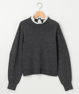 組曲 S 【WEB限定】襟付き片畔ニットプルオーバー グレー系