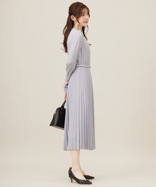 ANY SIS S 【洗える】ノーブルプリーツ ワンピース スカイブルー