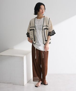 Green Parks ・ＥＬＥＮＣＡＲＥ　ＤＵＥ　カギ針風レースカーデ Ivory