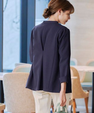 Tiaclasse 【ダブルストレッチ・洗える】カラーレスロングジャケット ネイビー