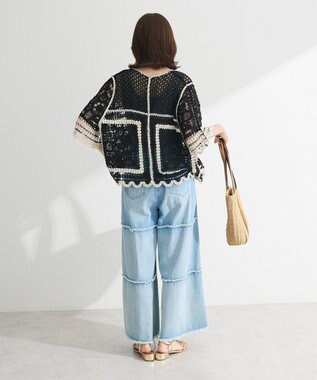 Green Parks ・ＥＬＥＮＣＡＲＥ　ＤＵＥ　カギ針風レースカーデ Ivory