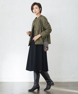 J.PRESS LADIES 高密度タフタ キルティング ショート コート カーキ系