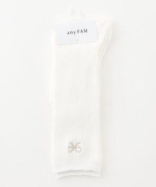  【日本製】リボン 刺繍 ハイソックス