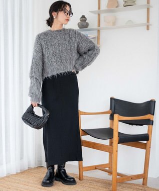 WEGO ブラッシュニットショートプルオーバー ダークグレー