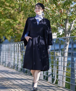 Tiaclasse 【ダブルストレッチ・洗える】カラーレスロングジャケット ネイビー