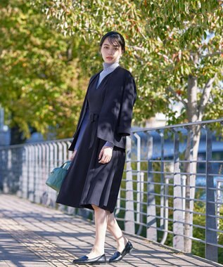 Tiaclasse 【ダブルストレッチ・洗える】カラーレスロングジャケット ネイビー