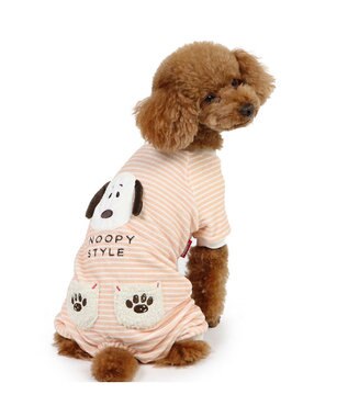 PET PARADISE スヌーピー サーモキープ  ロンパース 《フェイス柄》 小型犬 オレンジ