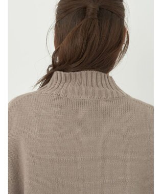 earth music&ecology アンチピリングリブハイネックチュニック Gray Beige