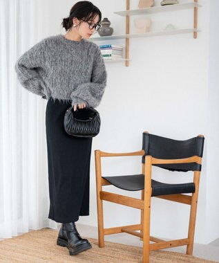 WEGO ブラッシュニットショートプルオーバー ダークグレー