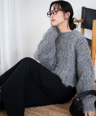 WEGO ブラッシュニットショートプルオーバー ダークグレー