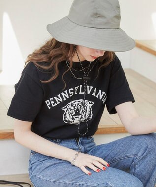 WEGO 【ANGIE VINTAGE】カレッジロゴプリントTee ブラックその他
