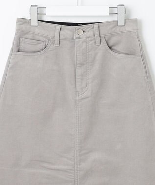 自由区 【洗える】リブレスコール ロングスカート ライトグレー系