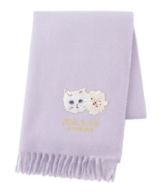 MOONBAT PAUL & JOE ACCESSOIRES ジプシー×クリザンテームワッペン付きムースタッチマフラー（パッケージ入り） ラベンダー