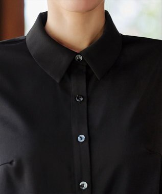 Tiaclasse L 【洗える】パフスリーブシャツブラウス ブラック