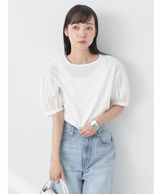 earth music&ecology 刺繍パフスリーブブラウス Off White