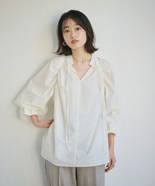 #Newans 【ANSWER for 骨格ナチュラル】ギャザーショルダーシャツ ホワイト系