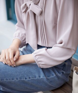 Tiaclasse 【新色追加・洗える】リボンタイブラウス グレージュ