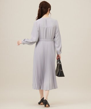 ANY SIS 【洗える】ノーブルプリーツ ワンピース スカイブルー