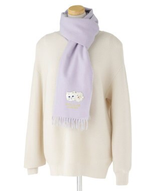 MOONBAT PAUL & JOE ACCESSOIRES ジプシー×クリザンテームワッペン付きムースタッチマフラー（パッケージ入り） ラベンダー