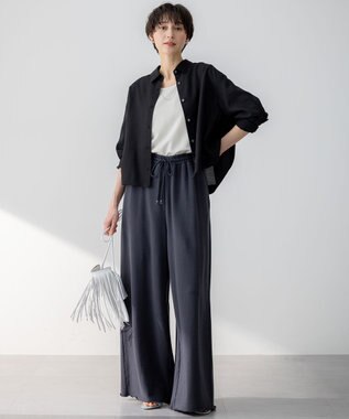 23区 【洗える】シャイニーリブ タンクトップ アイボリー系