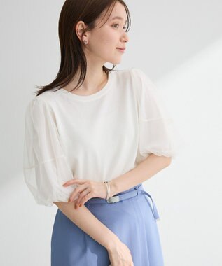 Green Parks チュールボリュームスリーブニットプルオーバー Off White