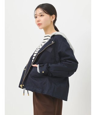 earth music&ecology パーカー付きミリタリーブルゾン Navy