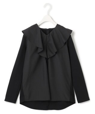 ICB L 【洗える】ハイゲージポンチ ラッフルカラープルオーバー ブラック系