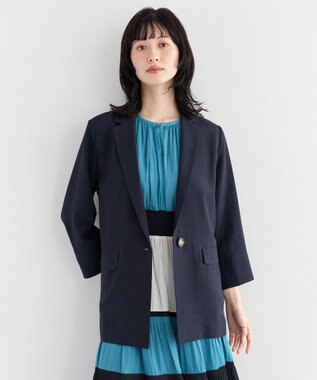 YECCA VECCA マシンウォッシャブルリネンライクジャケット Navy