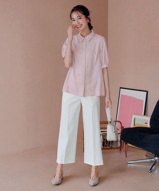 Tiaclasse L 【洗える】パフスリーブシャツブラウス ラベンダー