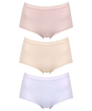 Wing ショーツ 【3枚セット】 綿混(身生地部) ここちよいフィット感 やさしい肌あたり 【デイリーフィットやわらかコットン】 はきこみ丈ふかめ EC3330 ウイング／ワコール ピーチ