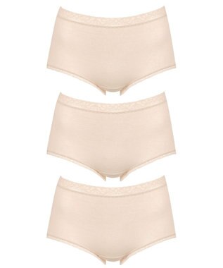 Wing ショーツ 【3枚セット】 綿混(身生地部) ここちよいフィット感 やさしい肌あたり 【デイリーフィットやわらかコットン】 はきこみ丈ふかめ EC3330 ウイング／ワコール ベージュ