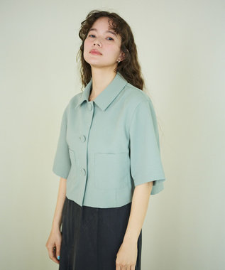 #Newans 【シワになりにくい】〈花乃まりあさんコラボ〉クロップドシャツジャケット