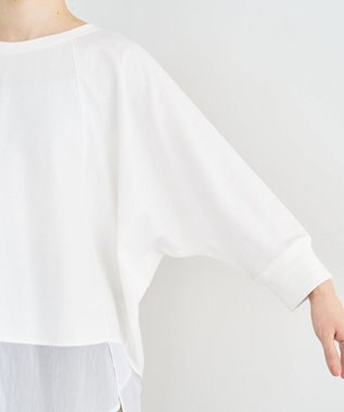 Green Parks 七分袖ドルマン裏毛シアードッキングプルオー Ecru