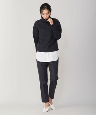 ICB 【洗える・WEB限定カラーあり】 ウールミルドサキソニー テーパードパンツ チャコール系