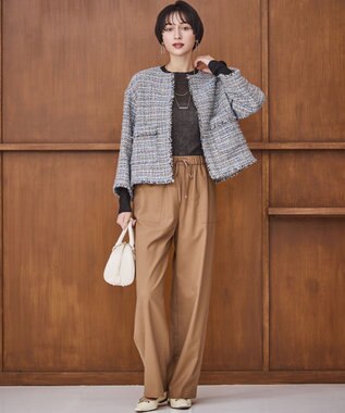 23区 S 【洗える】シアーリブハイネック ニット ダークブラウン系