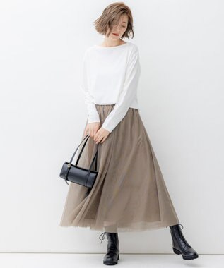 23区 【SLOW/一部店舗限定】ギザコットンボーダー ボートネックカットソー オフホワイト